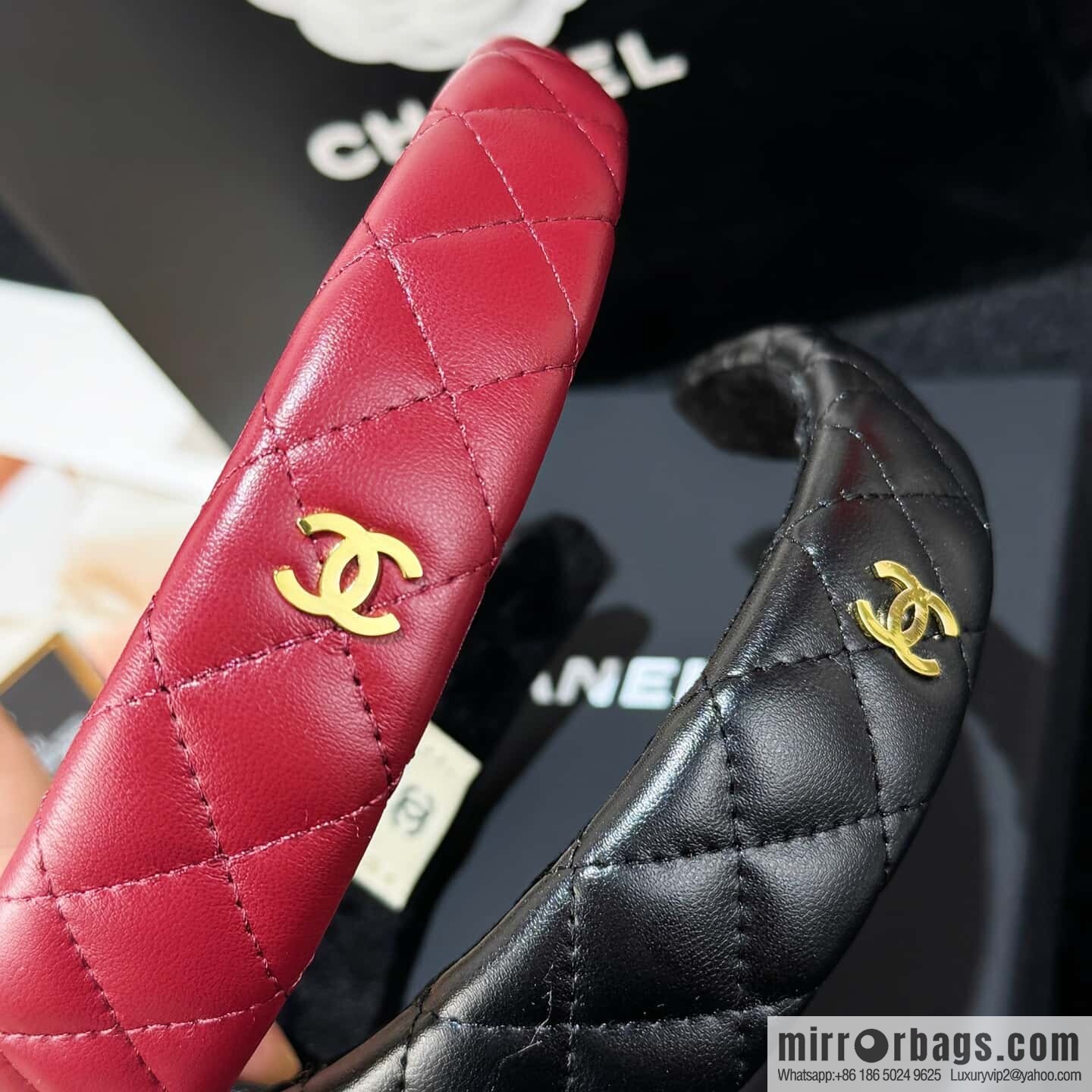 ❗️New ❗️☀️ New ☑️ Chanel Double C Rhombus Lambskin Headband ☀️