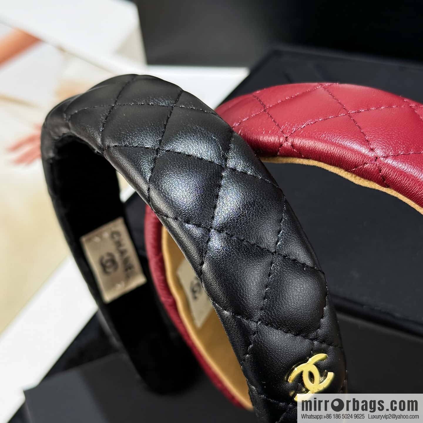 ❗️New ❗️☀️ New ☑️ Chanel Double C Rhombus Lambskin Headband ☀️