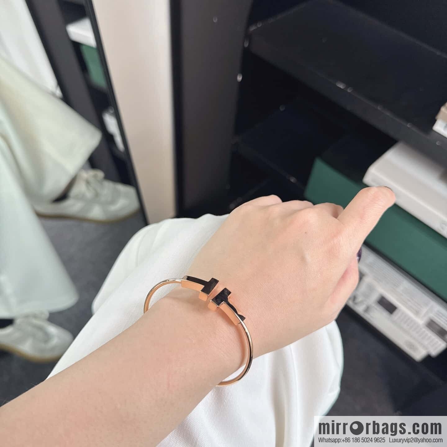 ❗️CNC version ❗️ ☀️ Tiffany & co, classic wide T series, full diamond silver rose gold double T bracelet ☀️