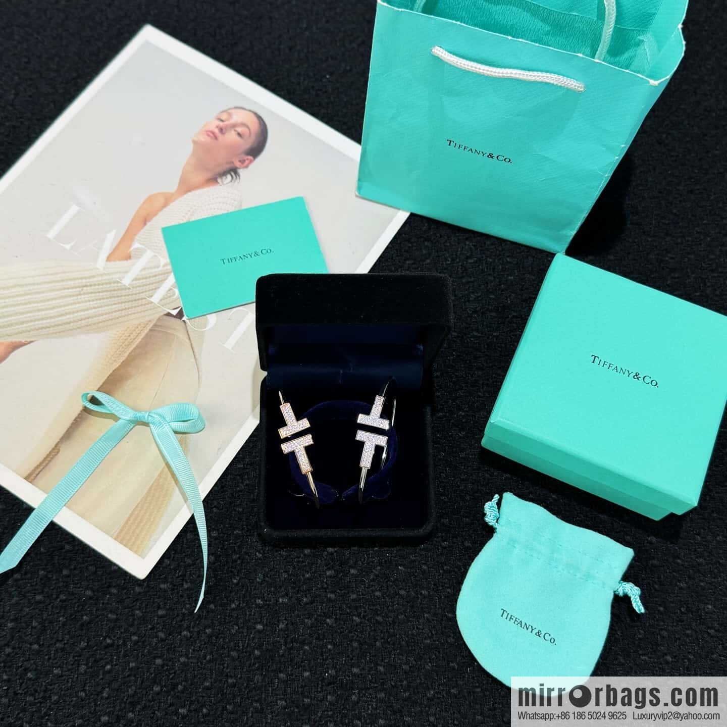 ❗️CNC version ❗️ ☀️ Tiffany & co, classic wide T series, full diamond silver rose gold double T bracelet ☀️