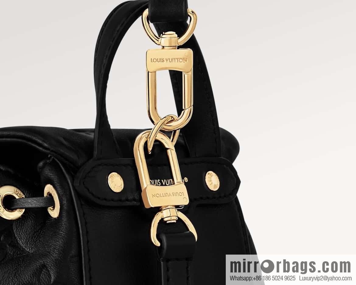 [Boutique‑grade] M13387 black, full leather embossed backpack COUSSIN BACKPACK mini handbag