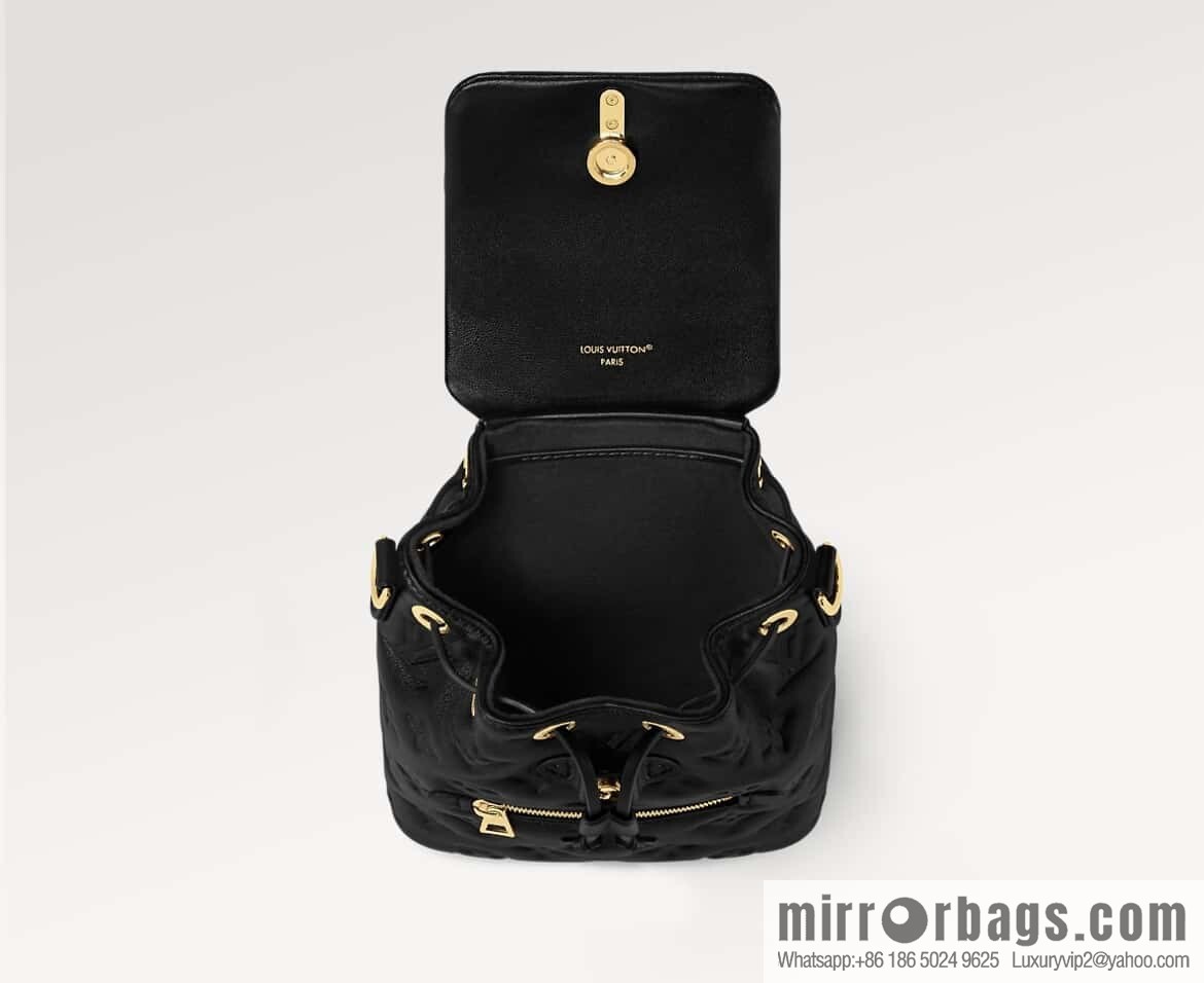 [Boutique‑grade] M13387 black, full leather embossed backpack COUSSIN BACKPACK mini handbag