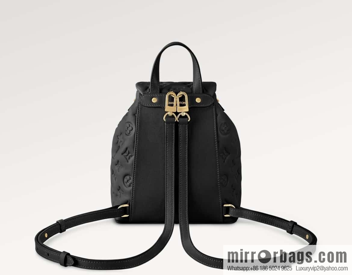 [Boutique‑grade] M13387 black, full leather embossed backpack COUSSIN BACKPACK mini handbag