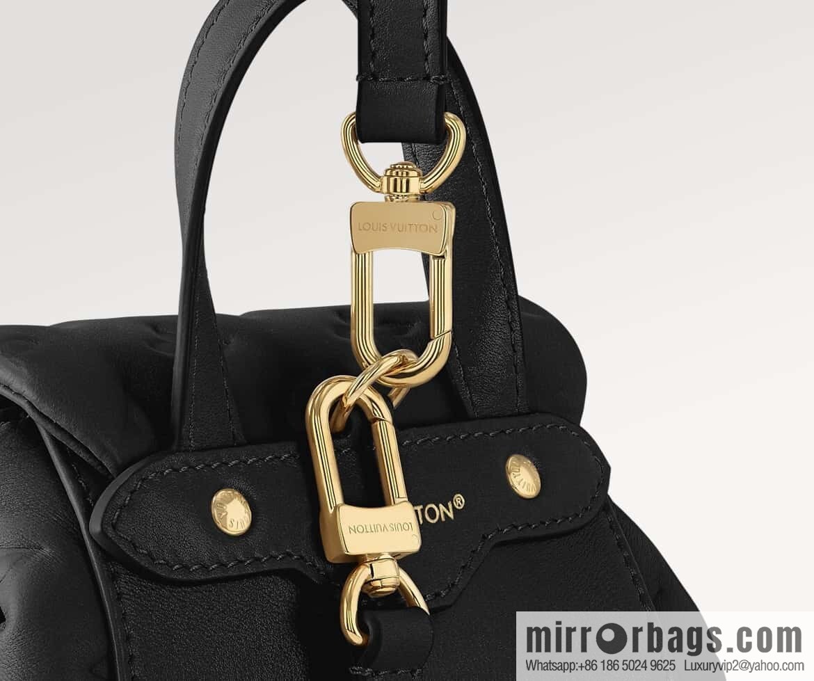 [Boutique‑grade] M13387 black, full leather embossed backpack COUSSIN BACKPACK mini handbag