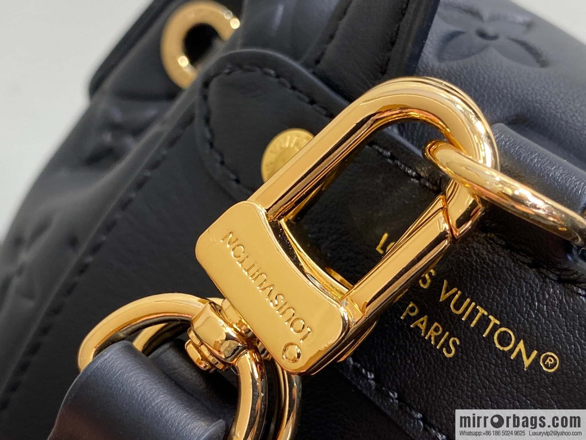 [Boutique‑grade] M13387 black, full leather embossed backpack COUSSIN BACKPACK mini handbag