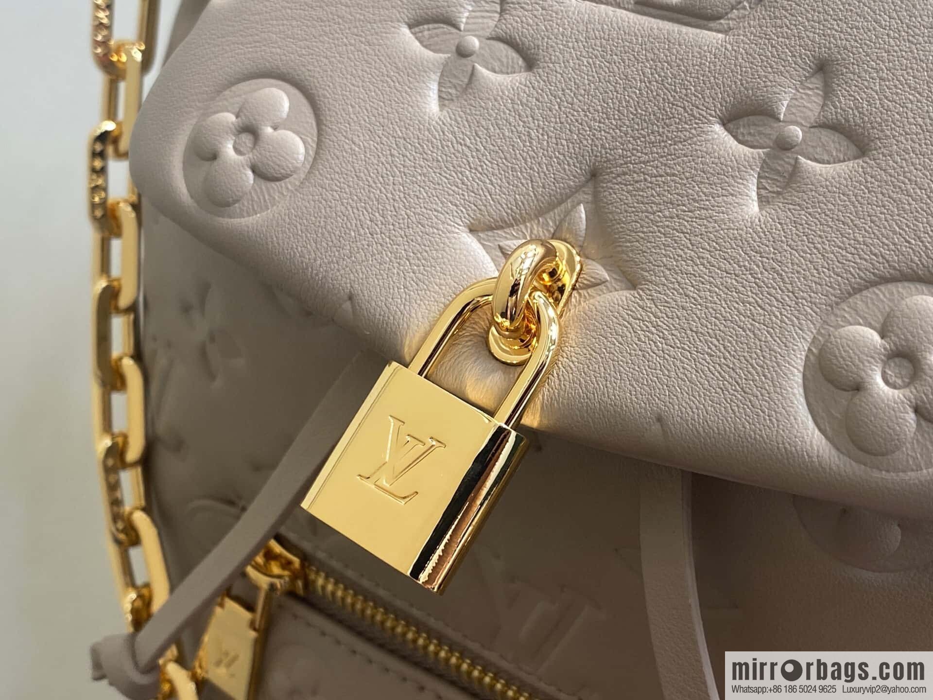 [Boutique‑grade] M13358 gray, full leather embossed backpack COUSSIN BACKPACK small handbag