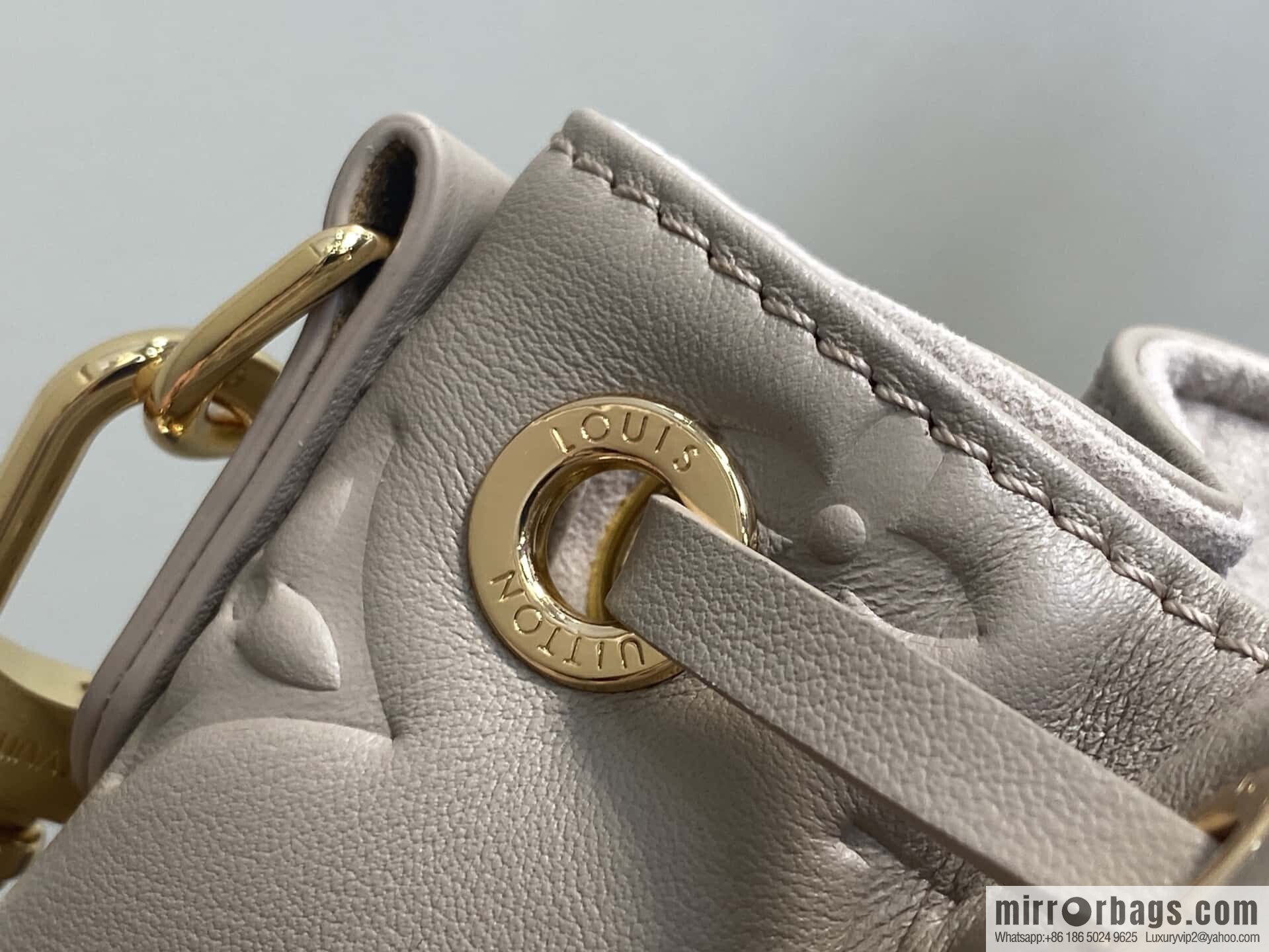 [Boutique‑grade] M13358 gray, full leather embossed backpack COUSSIN BACKPACK small handbag