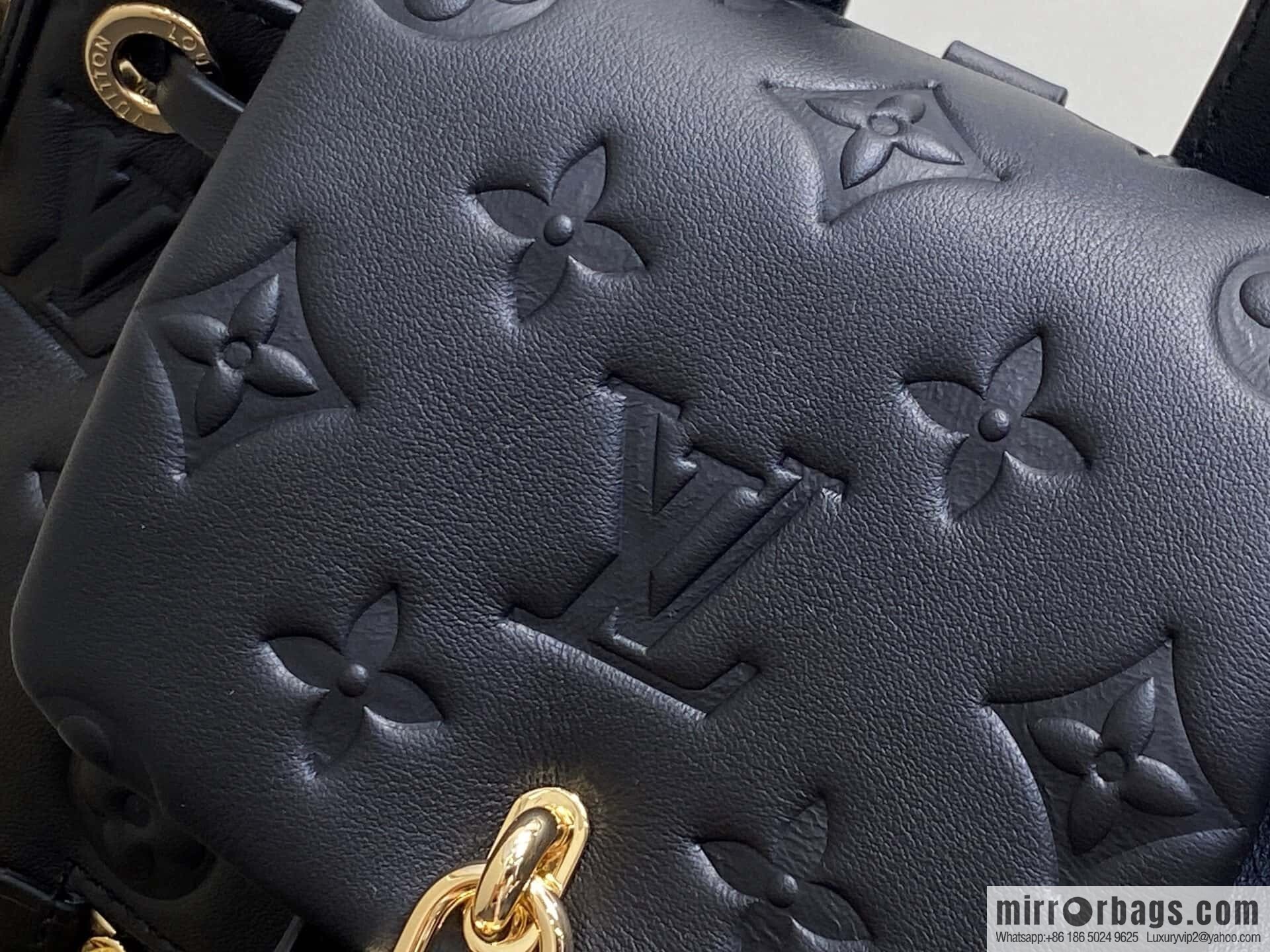 [Boutique‑grade] M13387 black, full leather embossed backpack COUSSIN BACKPACK mini handbag