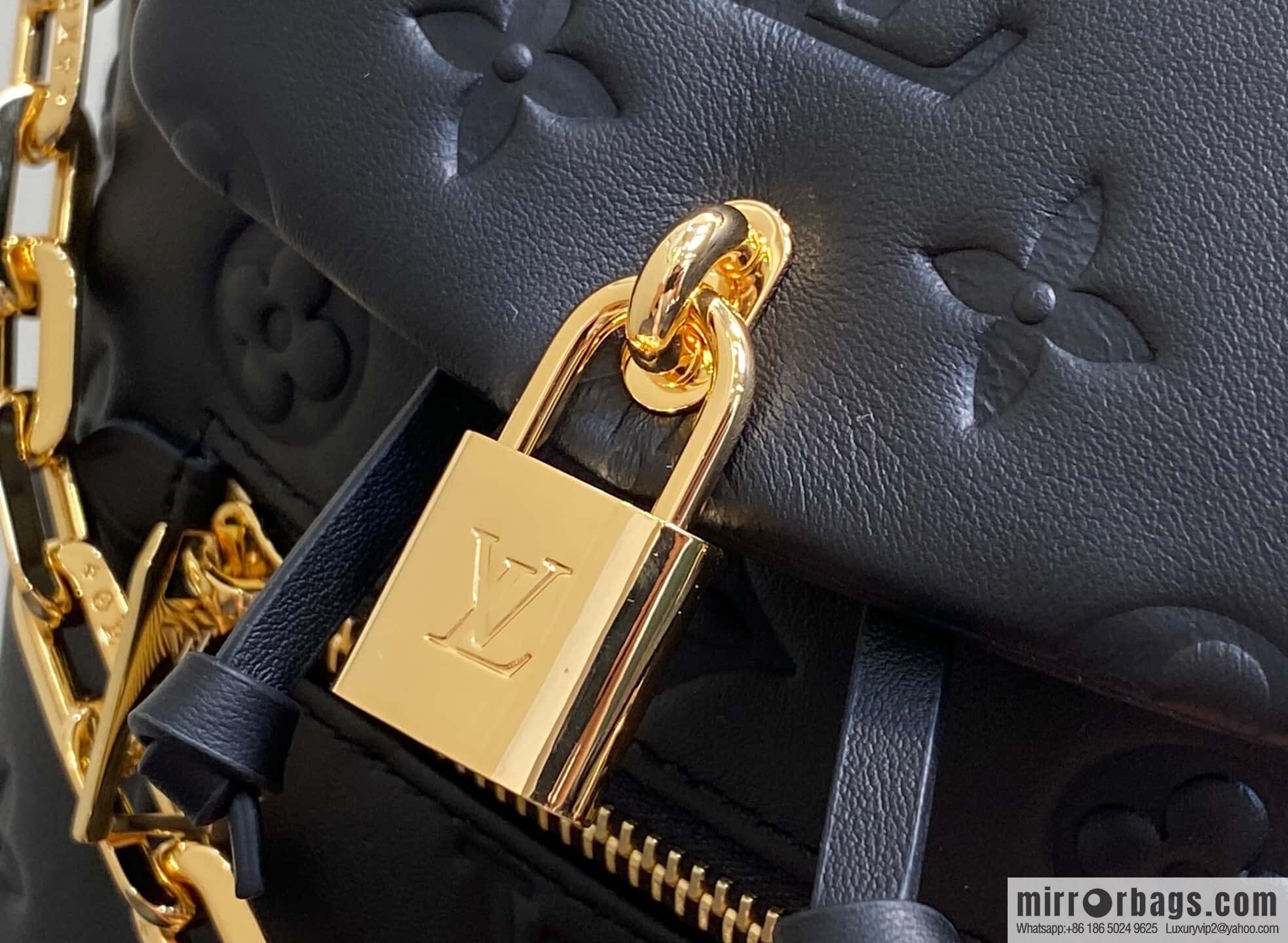 [Boutique‑grade] M13387 black, full leather embossed backpack COUSSIN BACKPACK mini handbag