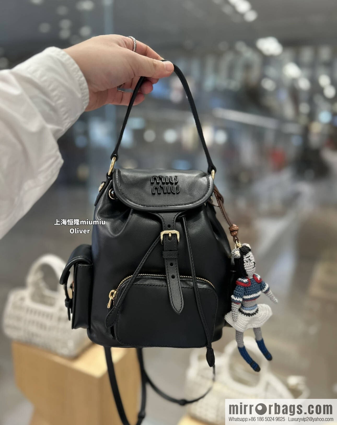 MIUMIU new backpack 5BZ043 small multi-function, black.