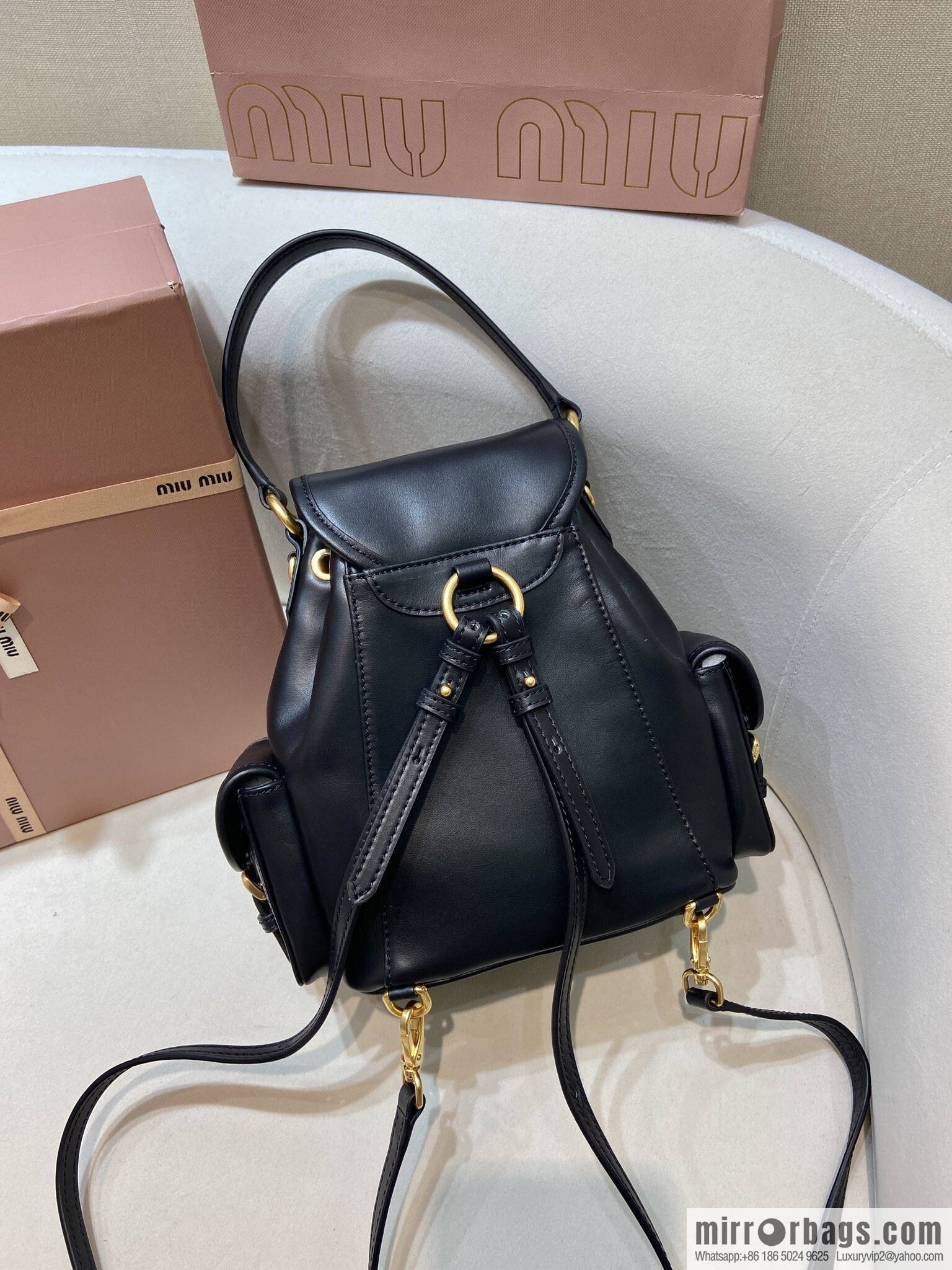 MIUMIU new backpack 5BZ043 small multi-function, black.