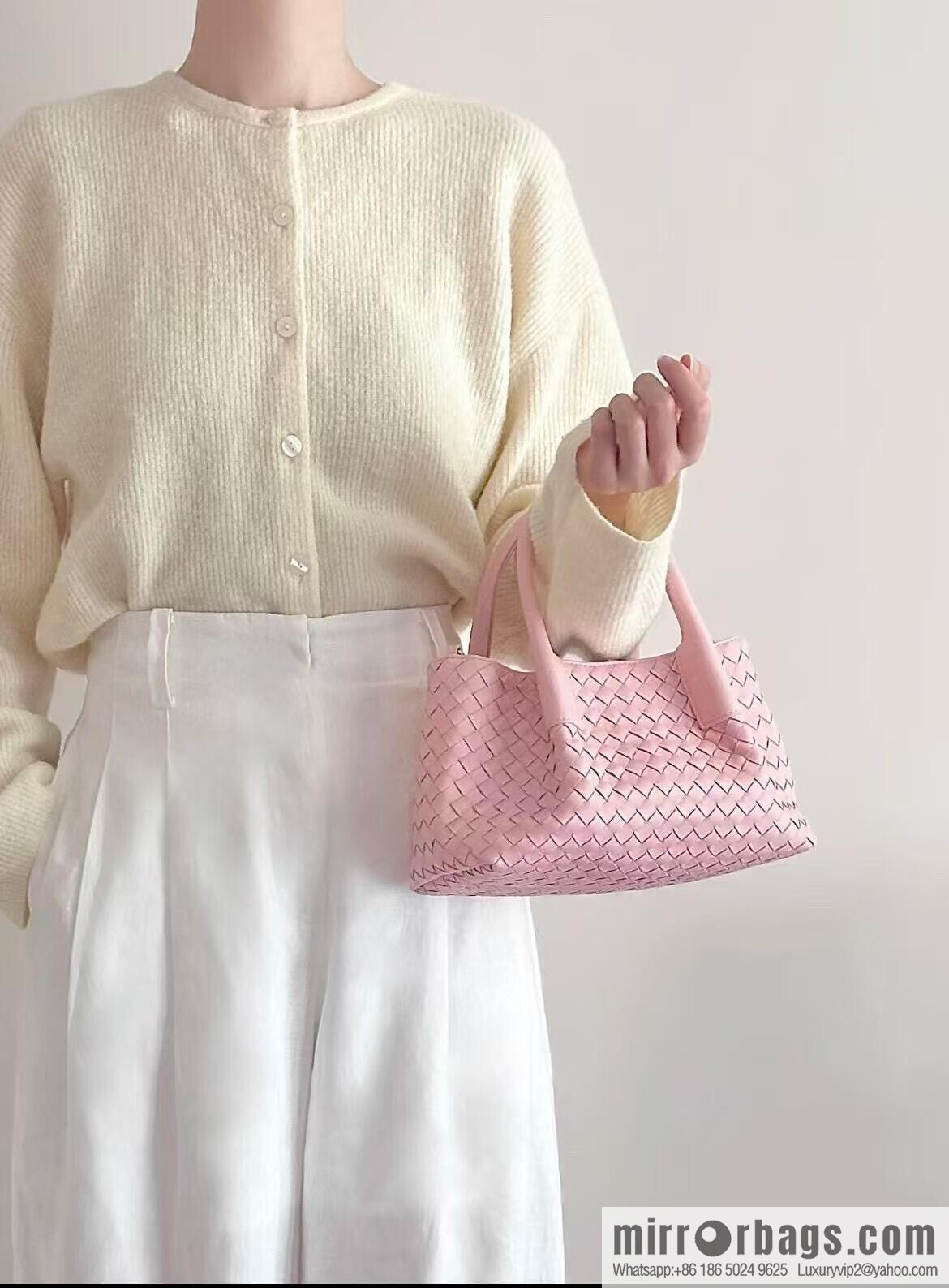 BV small Pinacoteca tote bag 819004 rose powder