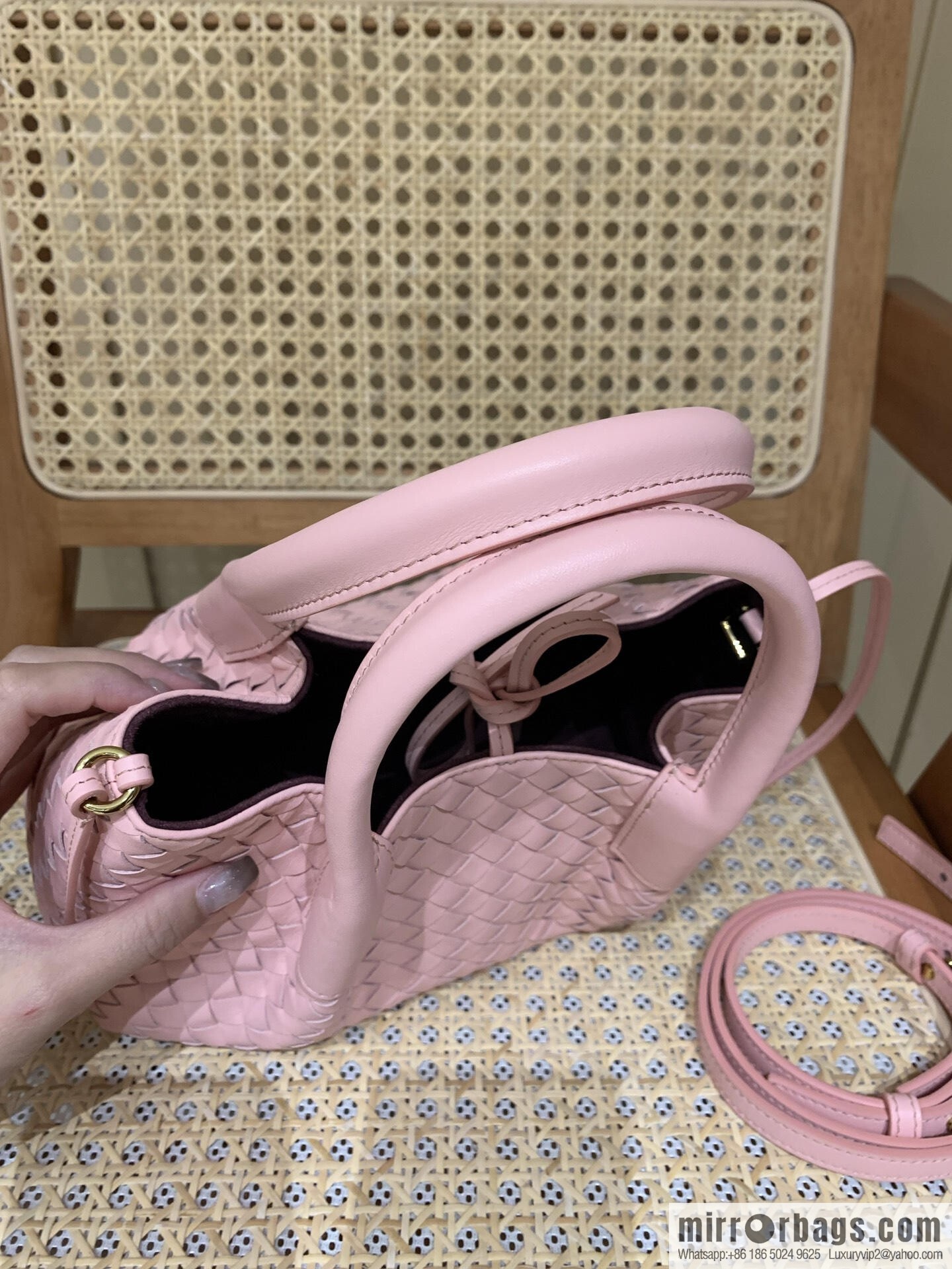 BV small Pinacoteca tote bag 819004 rose powder