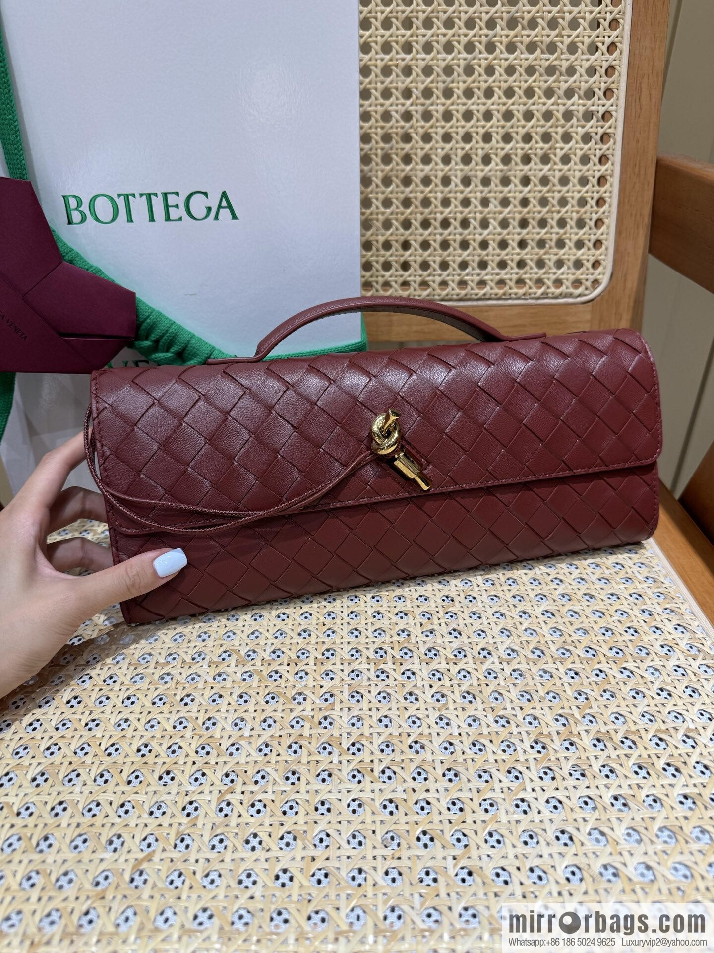 BV Andiamond clutch bag 741511 Shabili red