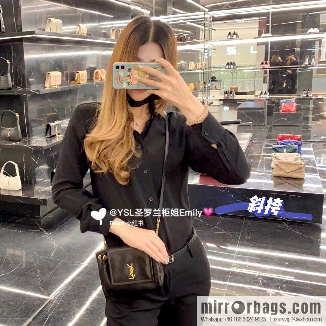 YSL 𝙈𝙊𝙉𝙊𝙂𝙍𝘼𝙈 𝙉𝙊𝙇𝙄𝙏𝘼 sheep leather mini handbag 672738 black