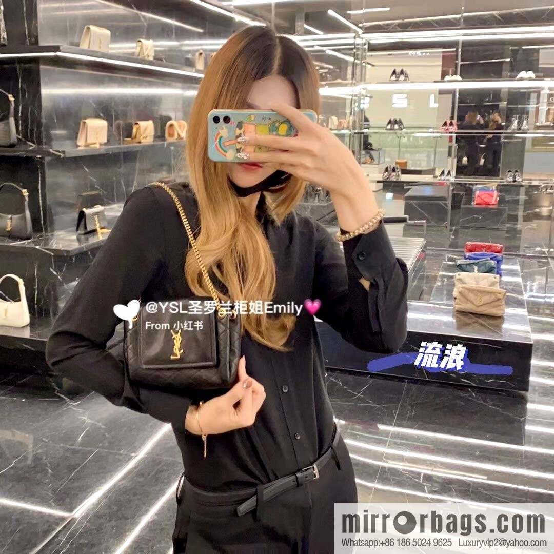 YSL 𝙈𝙊𝙉𝙊𝙂𝙍𝘼𝙈 𝙉𝙊𝙇𝙄𝙏𝘼 sheep leather mini handbag 672738 black