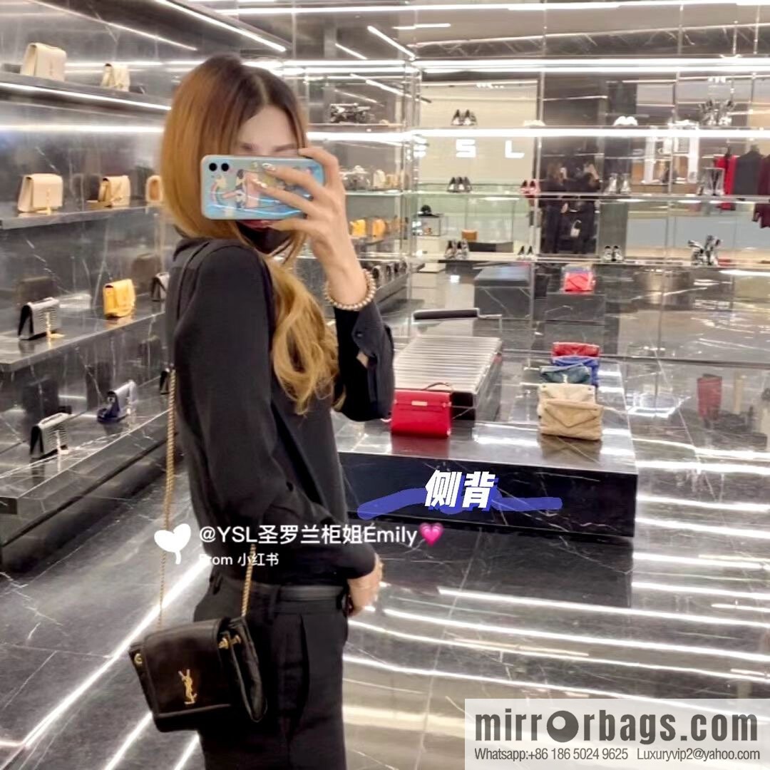 YSL 𝙈𝙊𝙉𝙊𝙂𝙍𝘼𝙈 𝙉𝙊𝙇𝙄𝙏𝘼 sheep leather mini handbag 672738 black