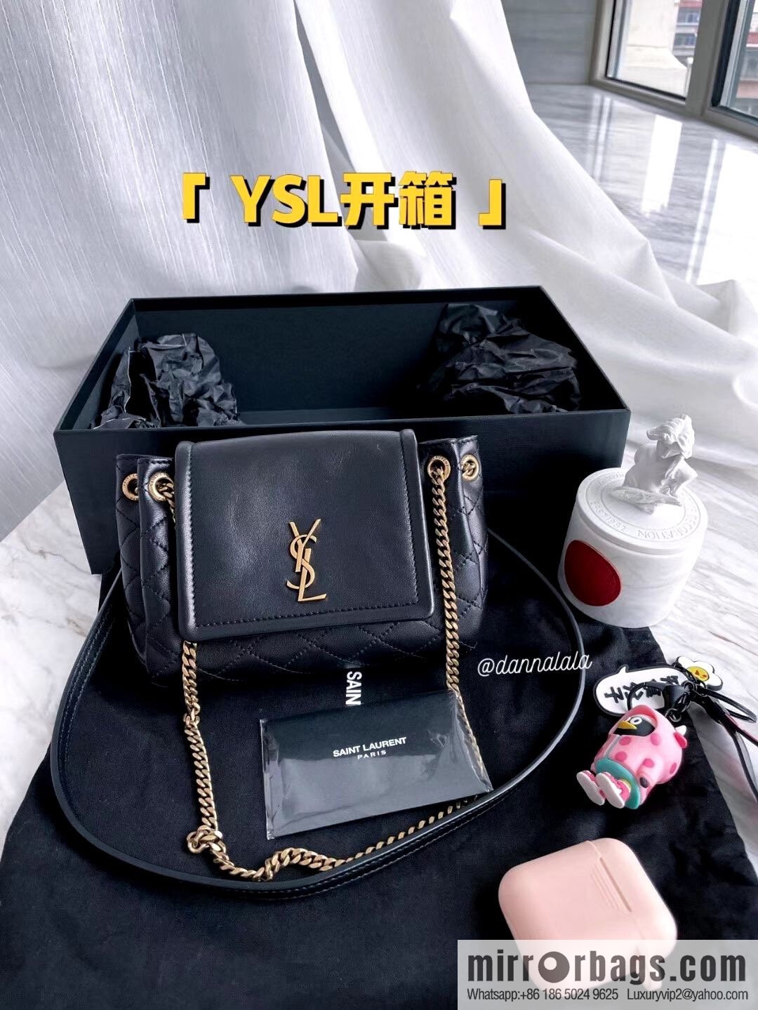 YSL 𝙈𝙊𝙉𝙊𝙂𝙍𝘼𝙈 𝙉𝙊𝙇𝙄𝙏𝘼 sheep leather mini handbag 672738 black