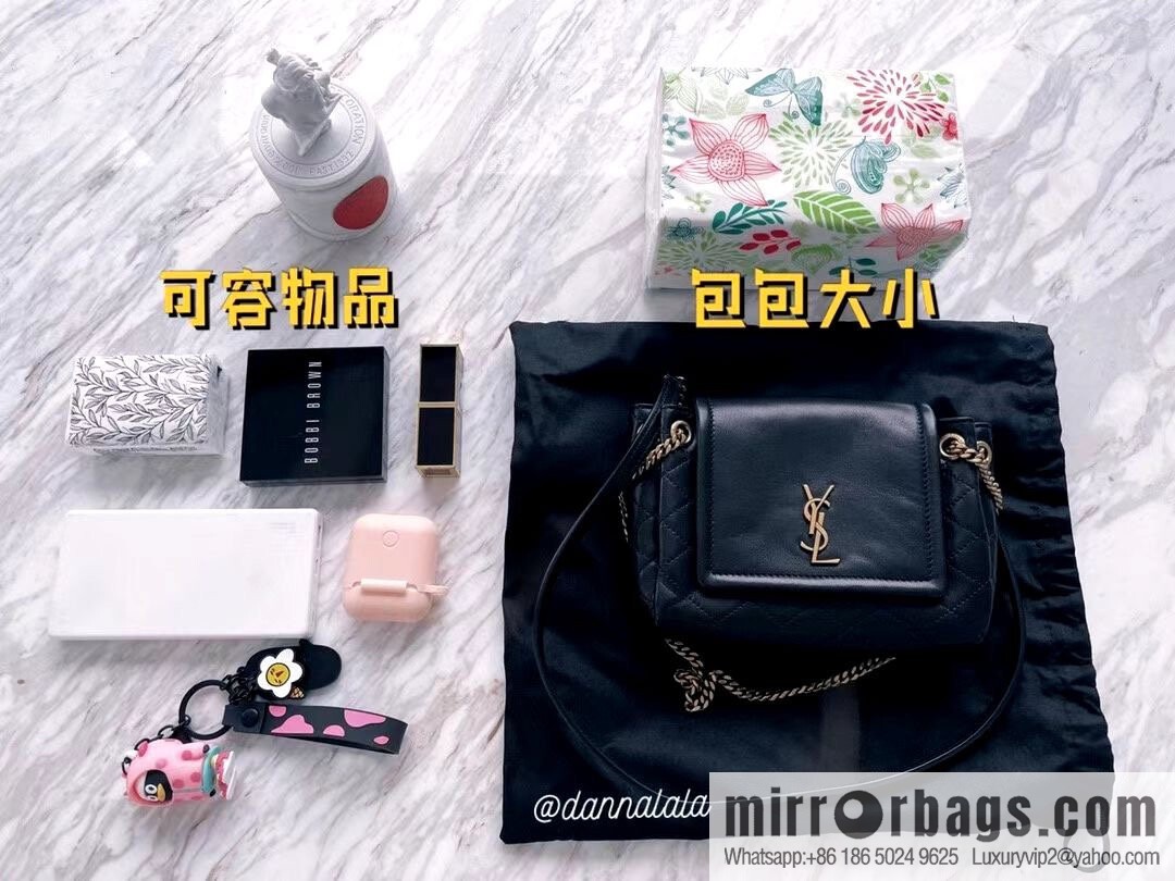 YSL 𝙈𝙊𝙉𝙊𝙂𝙍𝘼𝙈 𝙉𝙊𝙇𝙄𝙏𝘼 sheep leather mini handbag 672738 black