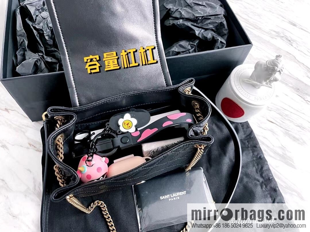 YSL 𝙈𝙊𝙉𝙊𝙂𝙍𝘼𝙈 𝙉𝙊𝙇𝙄𝙏𝘼 sheep leather mini handbag 672738 black