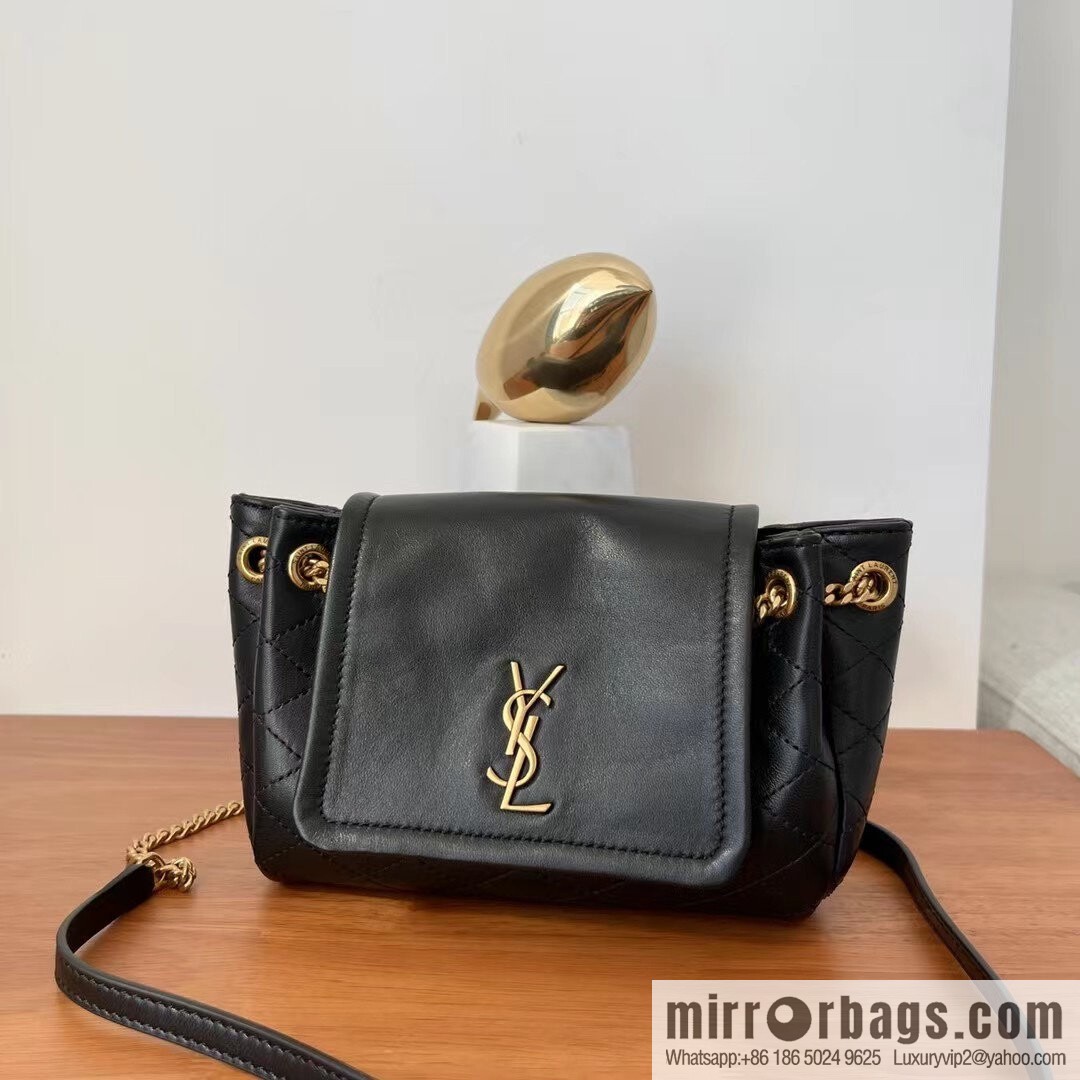 YSL 𝙈𝙊𝙉𝙊𝙂𝙍𝘼𝙈 𝙉𝙊𝙇𝙄𝙏𝘼 sheep leather mini handbag 672738 black