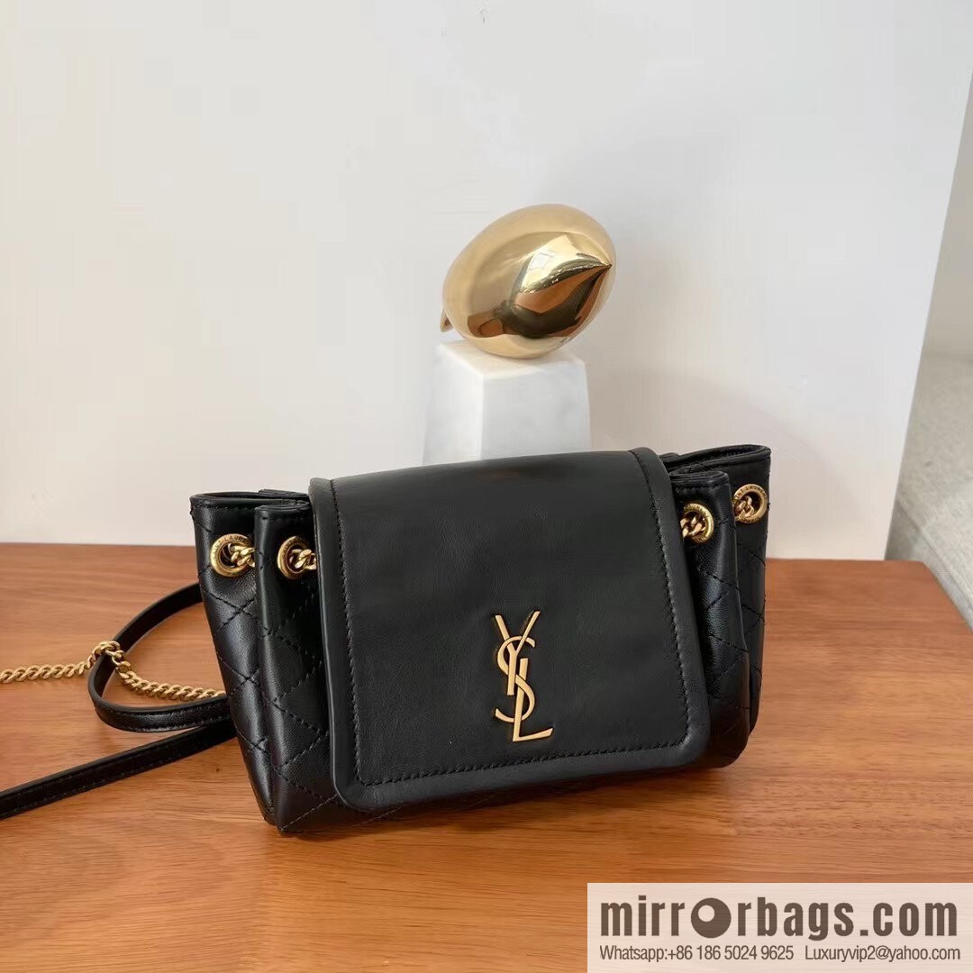 YSL 𝙈𝙊𝙉𝙊𝙂𝙍𝘼𝙈 𝙉𝙊𝙇𝙄𝙏𝘼 sheep leather mini handbag 672738 black