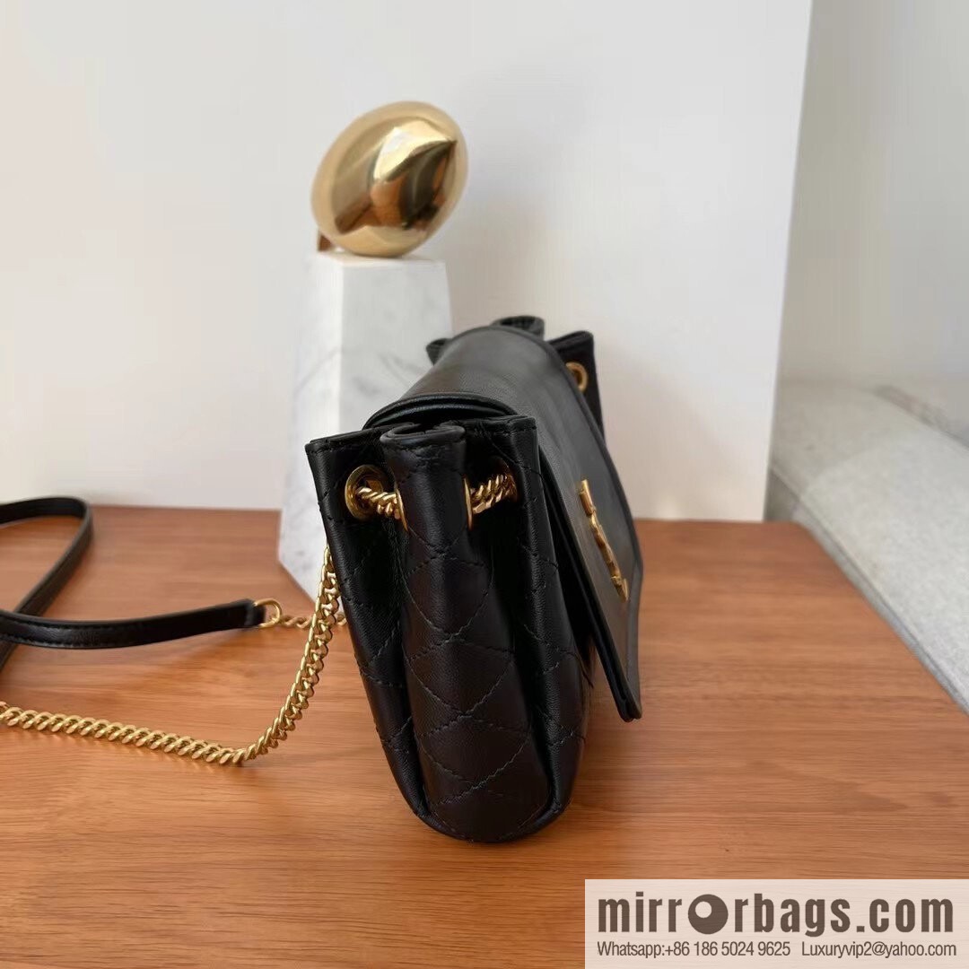 YSL 𝙈𝙊𝙉𝙊𝙂𝙍𝘼𝙈 𝙉𝙊𝙇𝙄𝙏𝘼 sheep leather mini handbag 672738 black