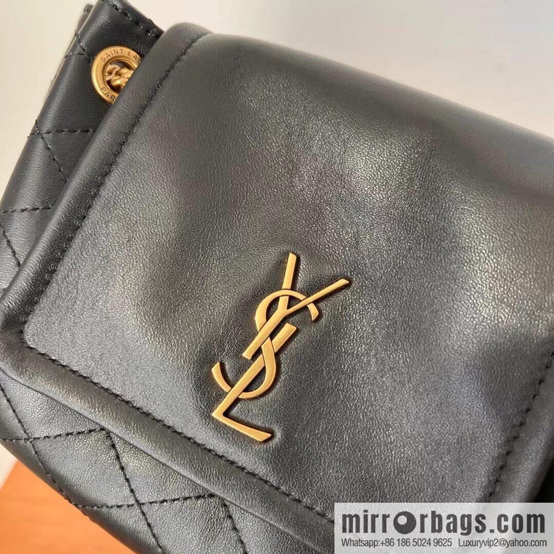 YSL 𝙈𝙊𝙉𝙊𝙂𝙍𝘼𝙈 𝙉𝙊𝙇𝙄𝙏𝘼 sheep leather mini handbag 672738 black