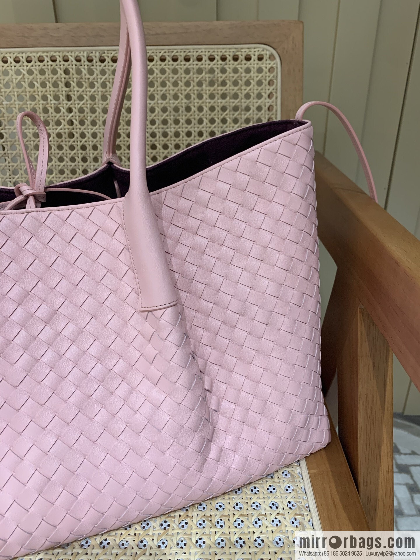 BV Large Pinacoteca Tote Bag 817166 Rose Powder