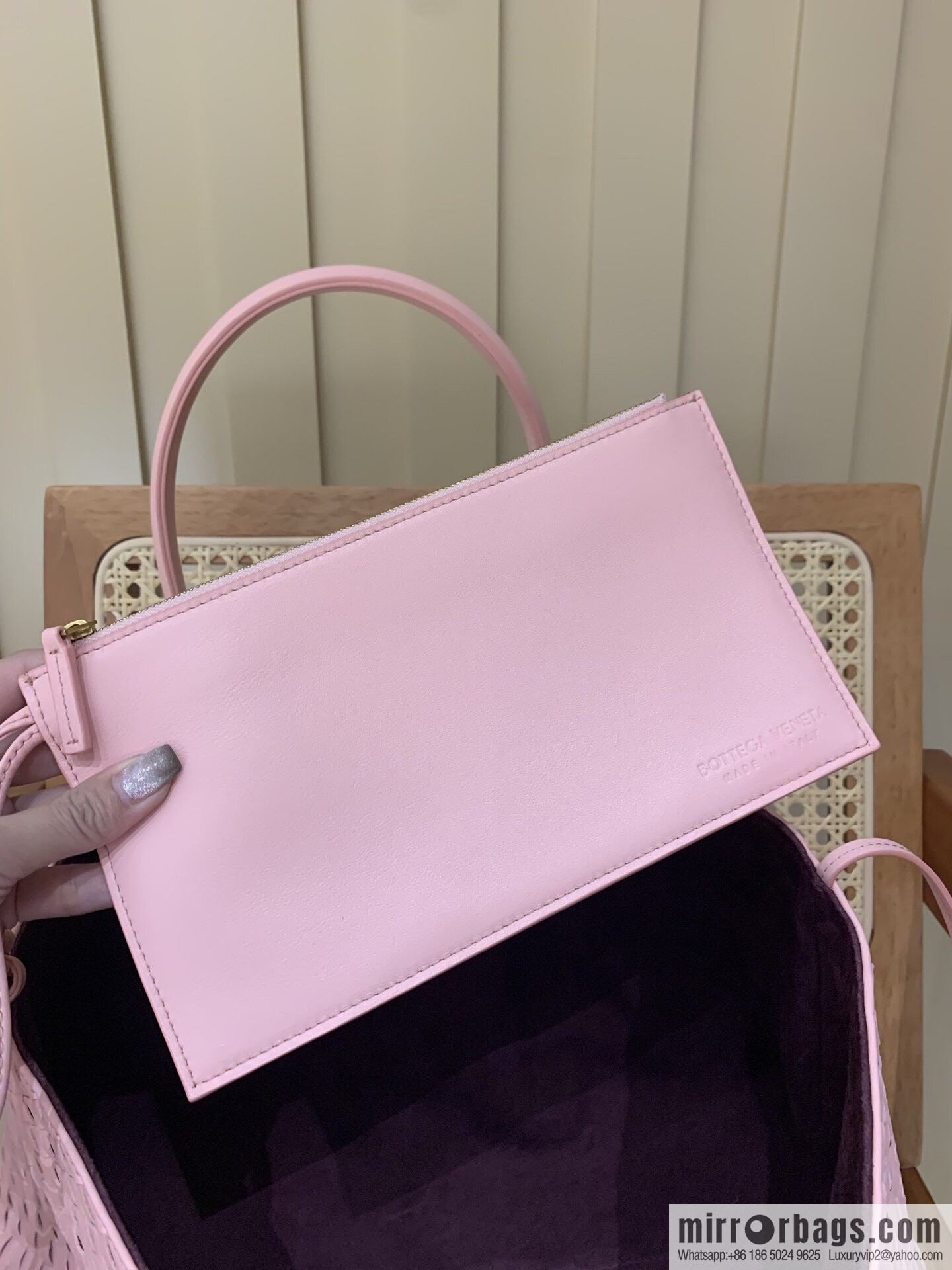 BV Large Pinacoteca Tote Bag 817166 Rose Powder