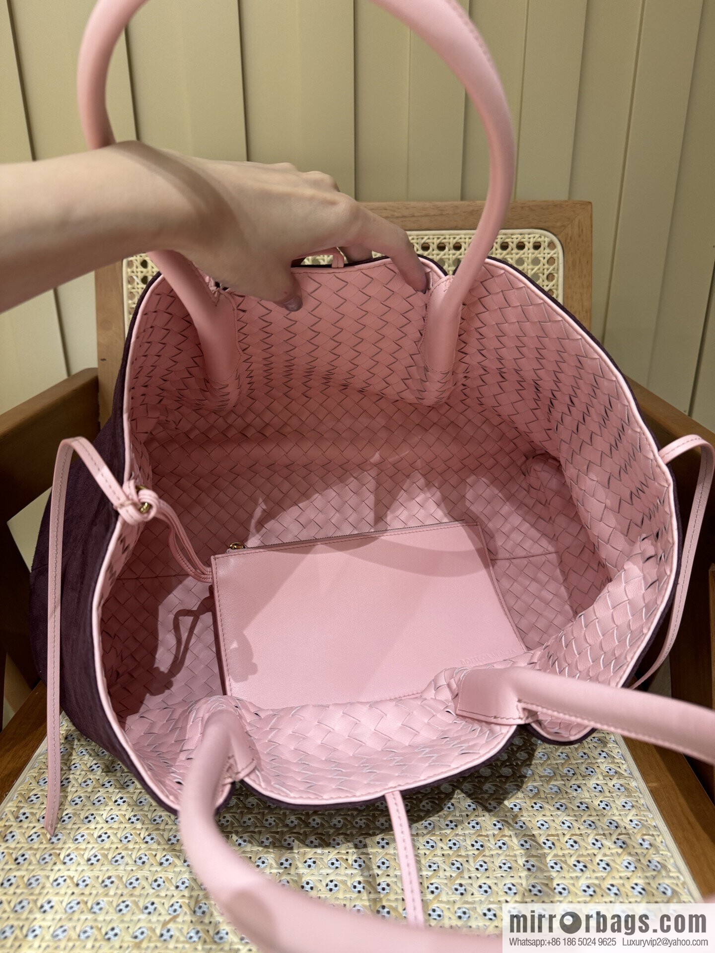 BV Large Pinacoteca Tote Bag 817166 Rose Powder