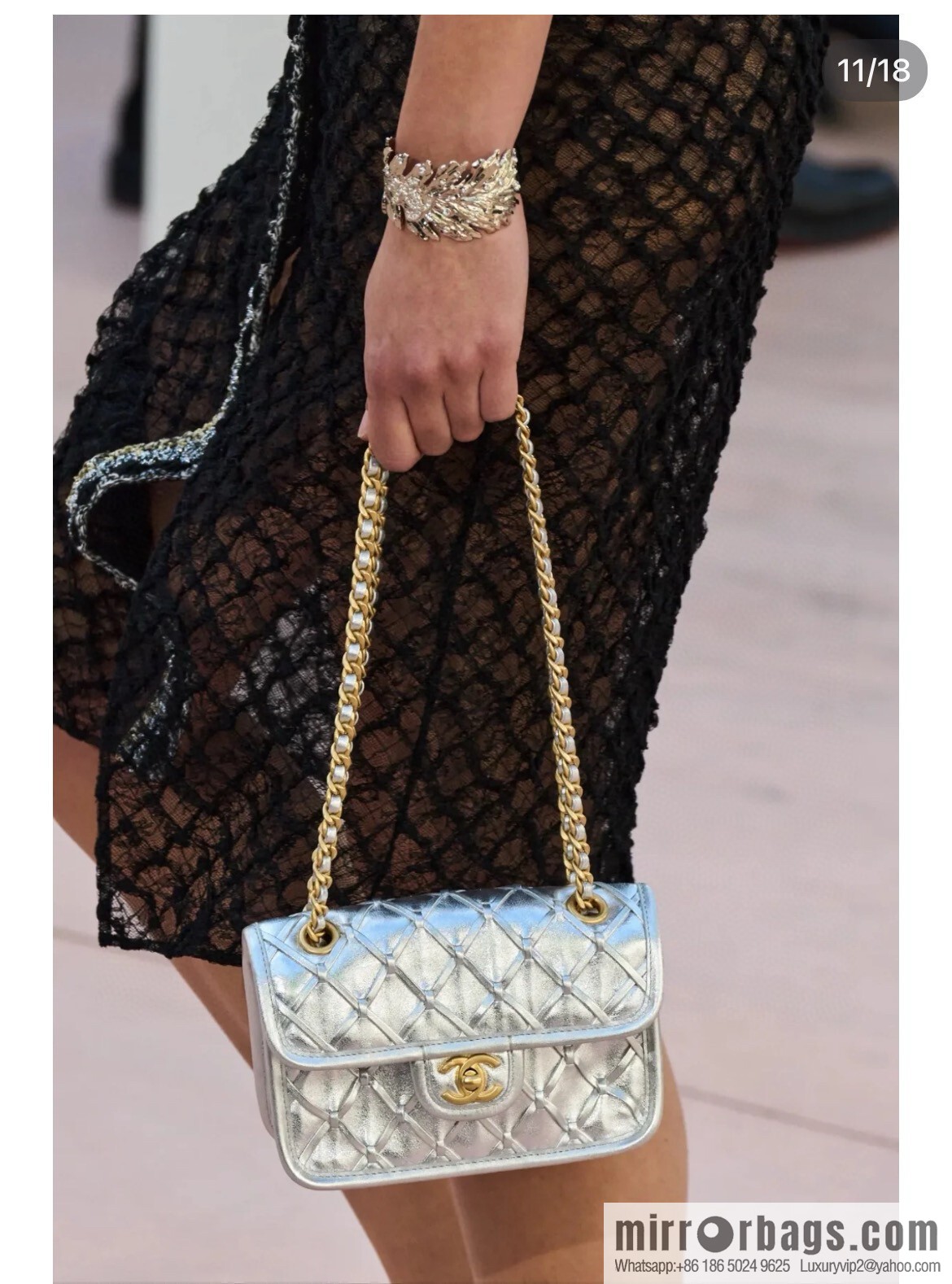 𝐂𝐡𝐚𝐧𝐞𝐥 𝟐𝟓𝐜 show new braided chain bag AS4797 silver