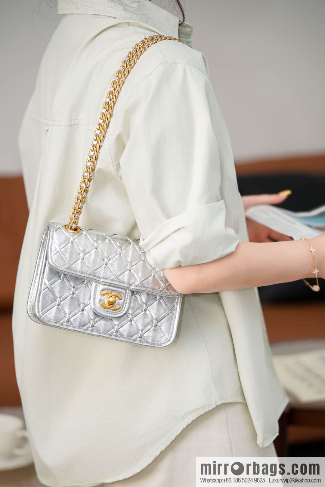 𝐂𝐡𝐚𝐧𝐞𝐥 𝟐𝟓𝐜 show new braided chain bag AS4797 silver