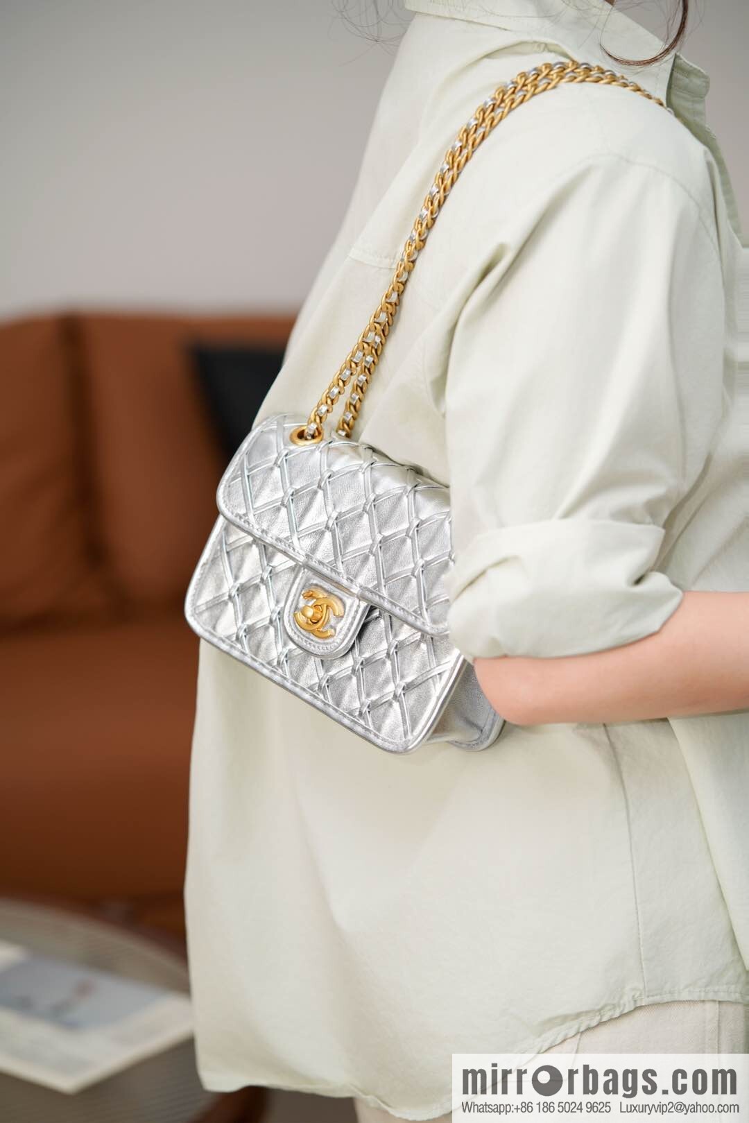 𝐂𝐡𝐚𝐧𝐞𝐥 𝟐𝟓𝐜 show new braided chain bag AS4797 silver