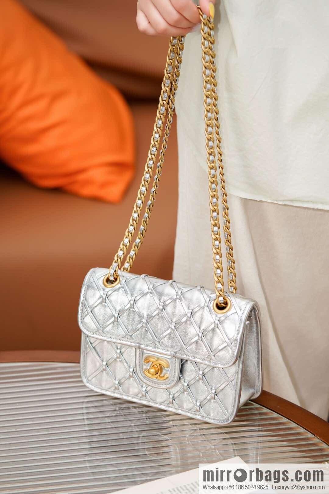 𝐂𝐡𝐚𝐧𝐞𝐥 𝟐𝟓𝐜 show new braided chain bag AS4797 silver