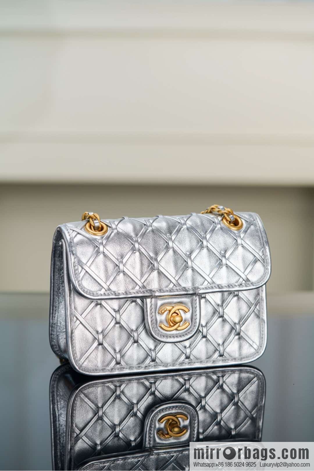 𝐂𝐡𝐚𝐧𝐞𝐥 𝟐𝟓𝐜 show new braided chain bag AS4797 silver
