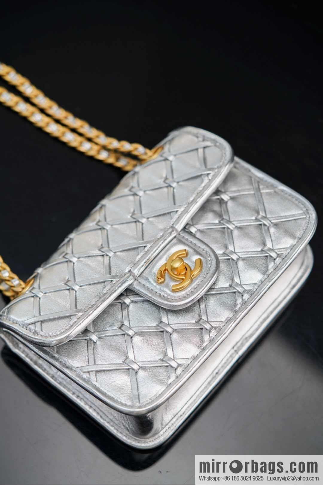 𝐂𝐡𝐚𝐧𝐞𝐥 𝟐𝟓𝐜 show new braided chain bag AS4797 silver