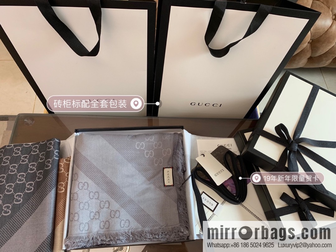 GUCCI Gucci letter pattern 100% silk wool scarf