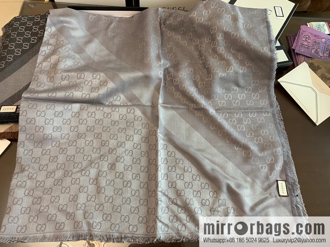 GUCCI Gucci letter pattern 100% silk wool scarf