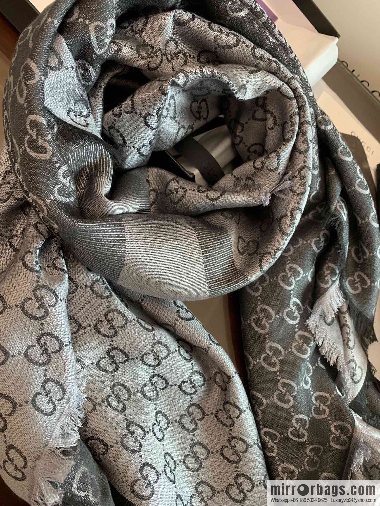 GUCCI Gucci letter pattern 100% silk wool scarf