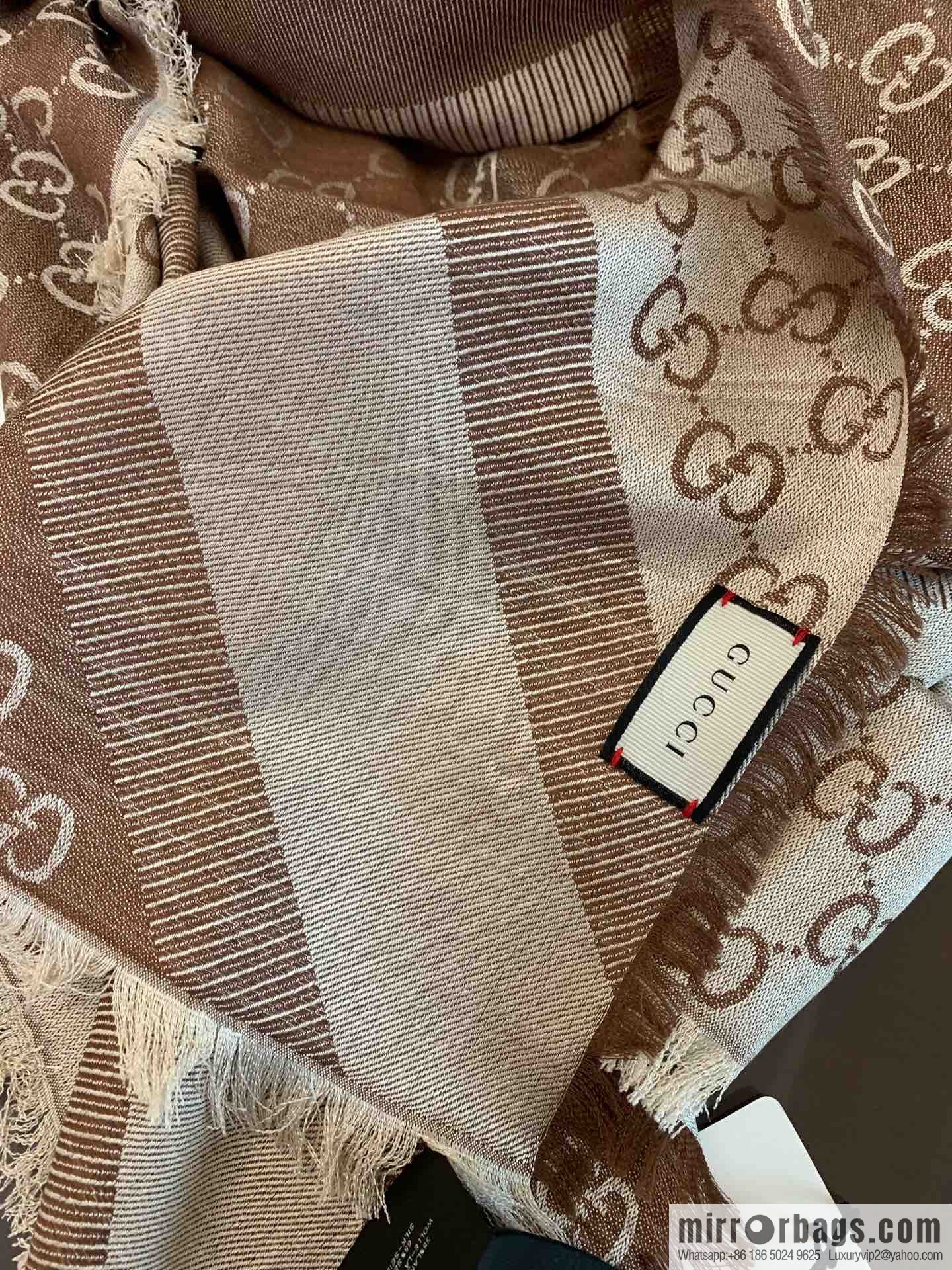 GUCCI Gucci letter pattern 100% silk wool scarf