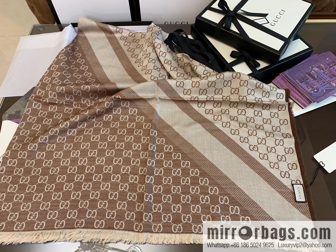 GUCCI Gucci letter pattern 100% silk wool scarf