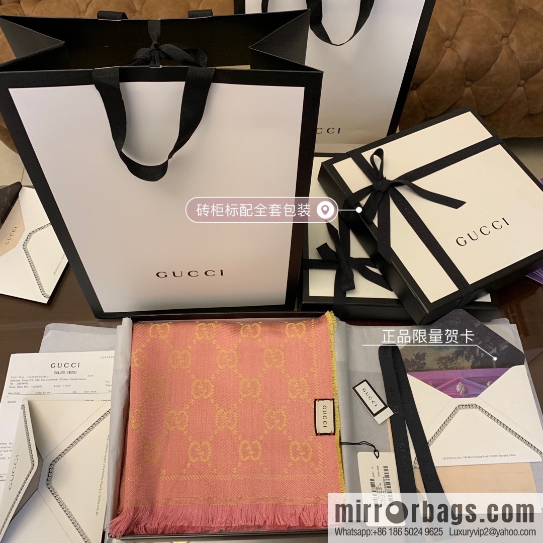 GUCCI Gucci GG jacquard fringed double-sided jacquard wool scarf