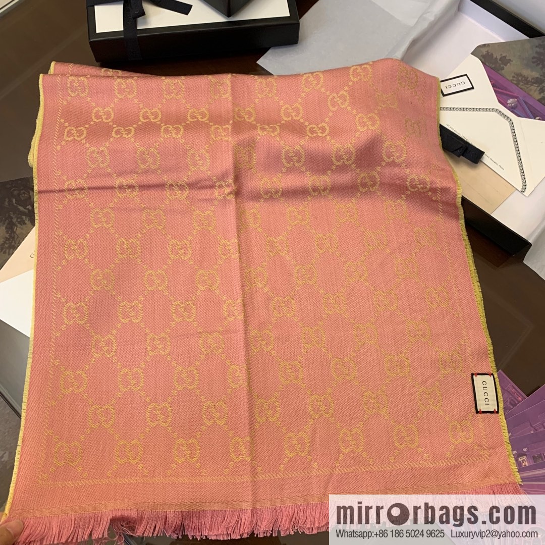 GUCCI Gucci GG jacquard fringed double-sided jacquard wool scarf