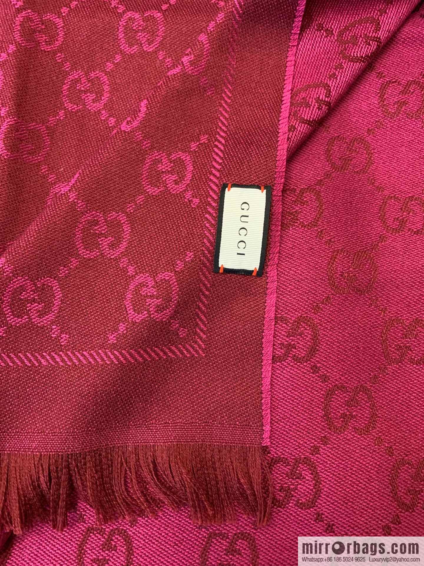 GUCCI Gucci GG jacquard fringed double-sided jacquard wool scarf