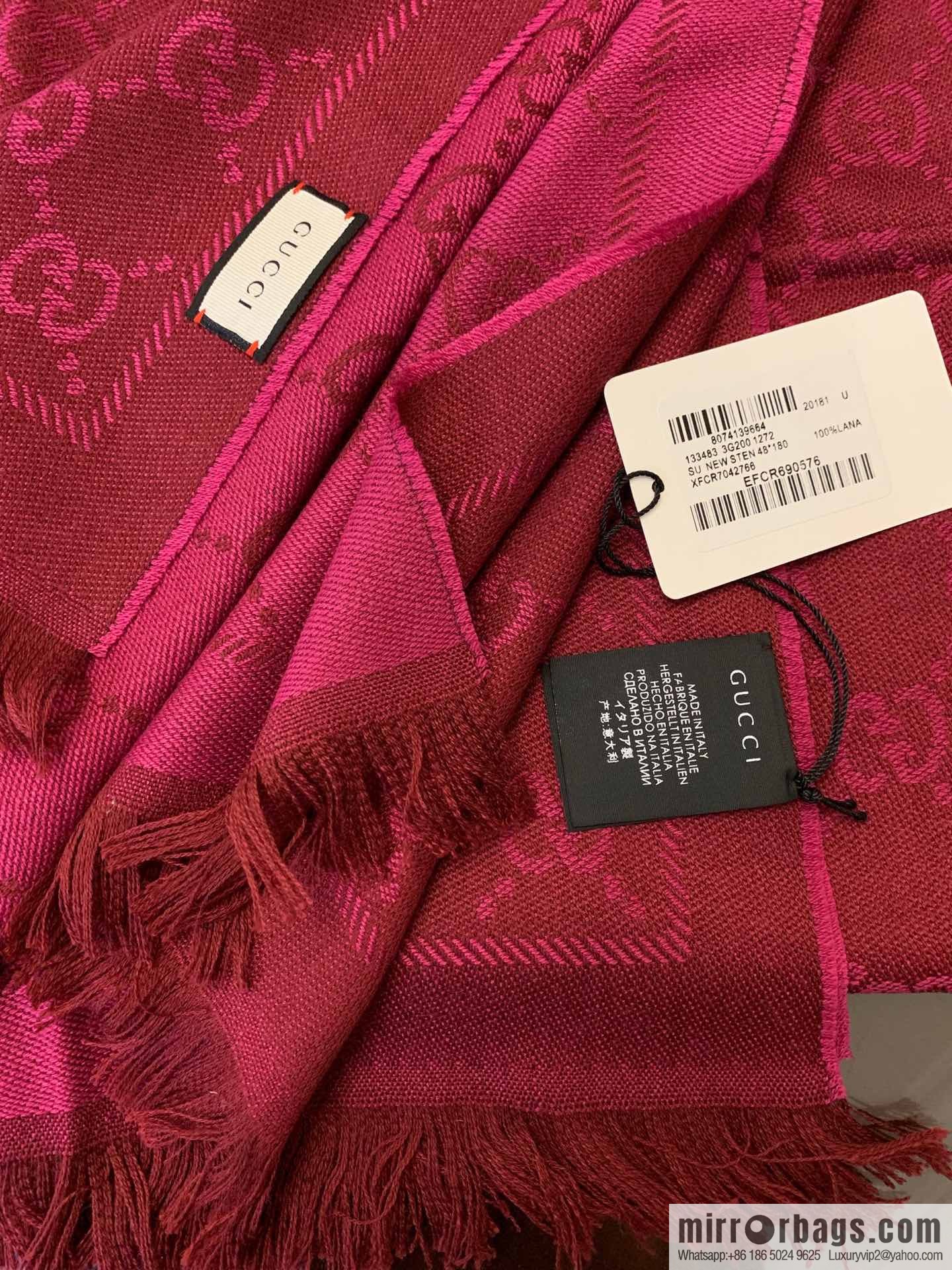 GUCCI Gucci GG jacquard fringed double-sided jacquard wool scarf