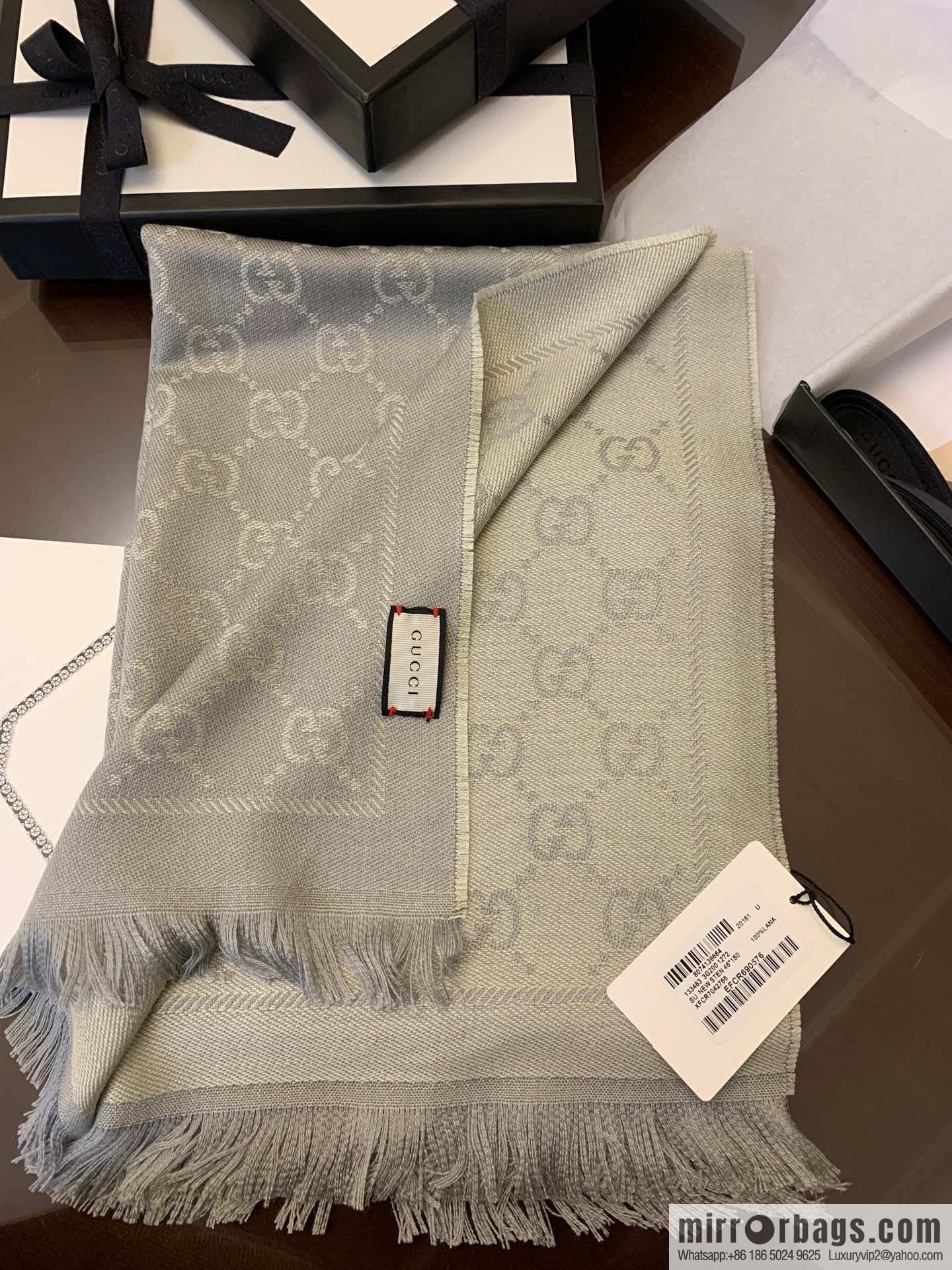 GUCCI Gucci GG jacquard fringed double-sided jacquard wool scarf