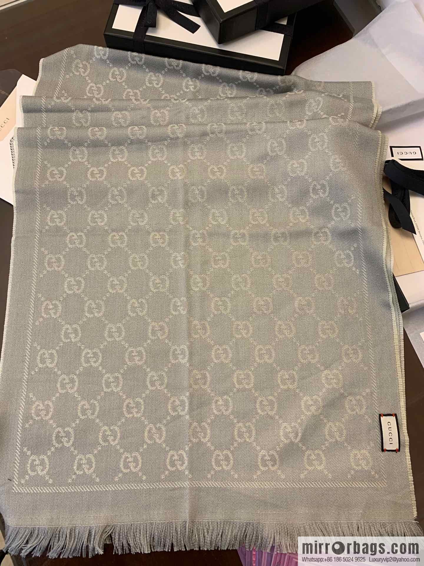 GUCCI Gucci GG jacquard fringed double-sided jacquard wool scarf