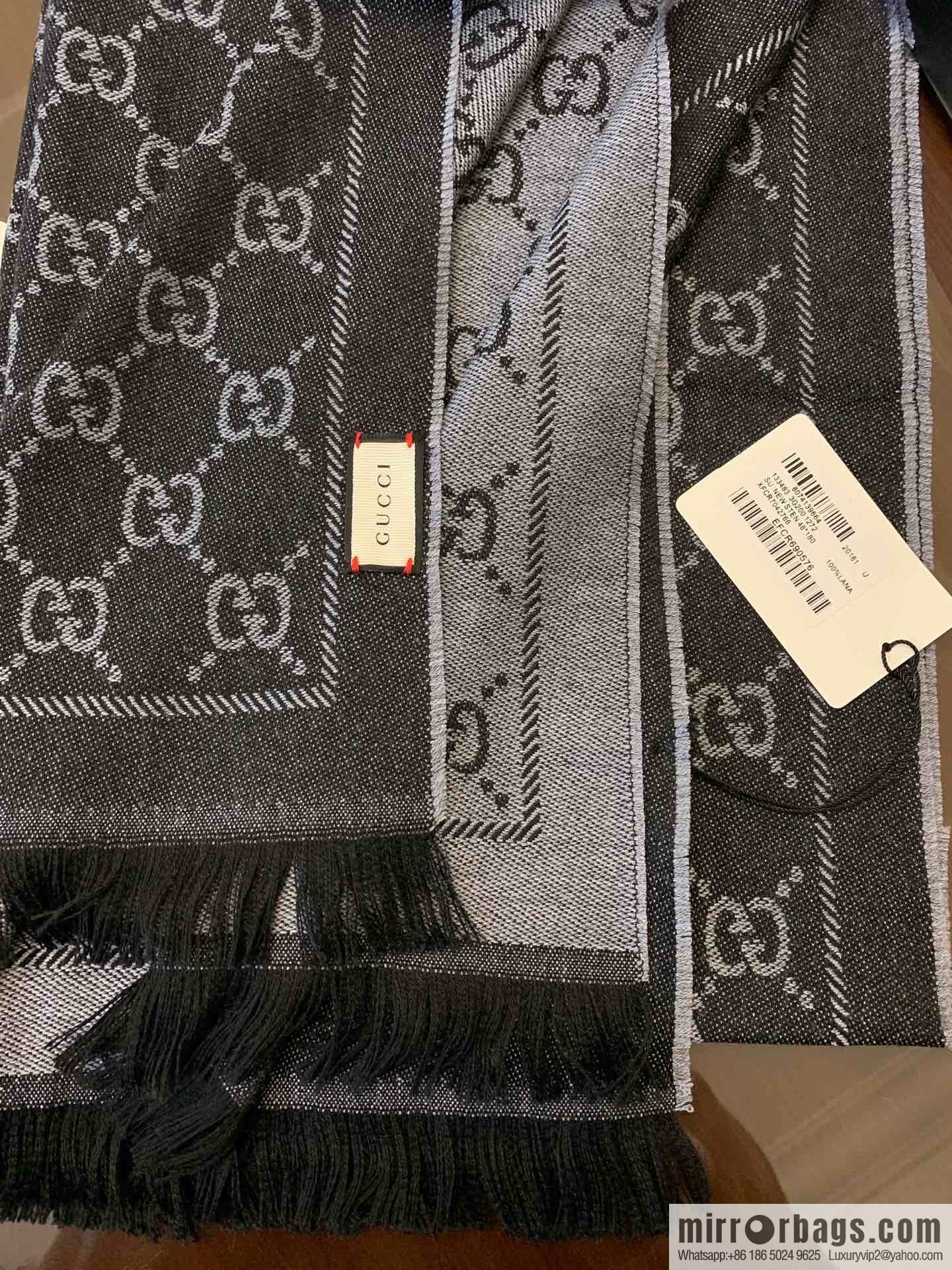 GUCCI Gucci GG jacquard fringed double-sided jacquard wool scarf