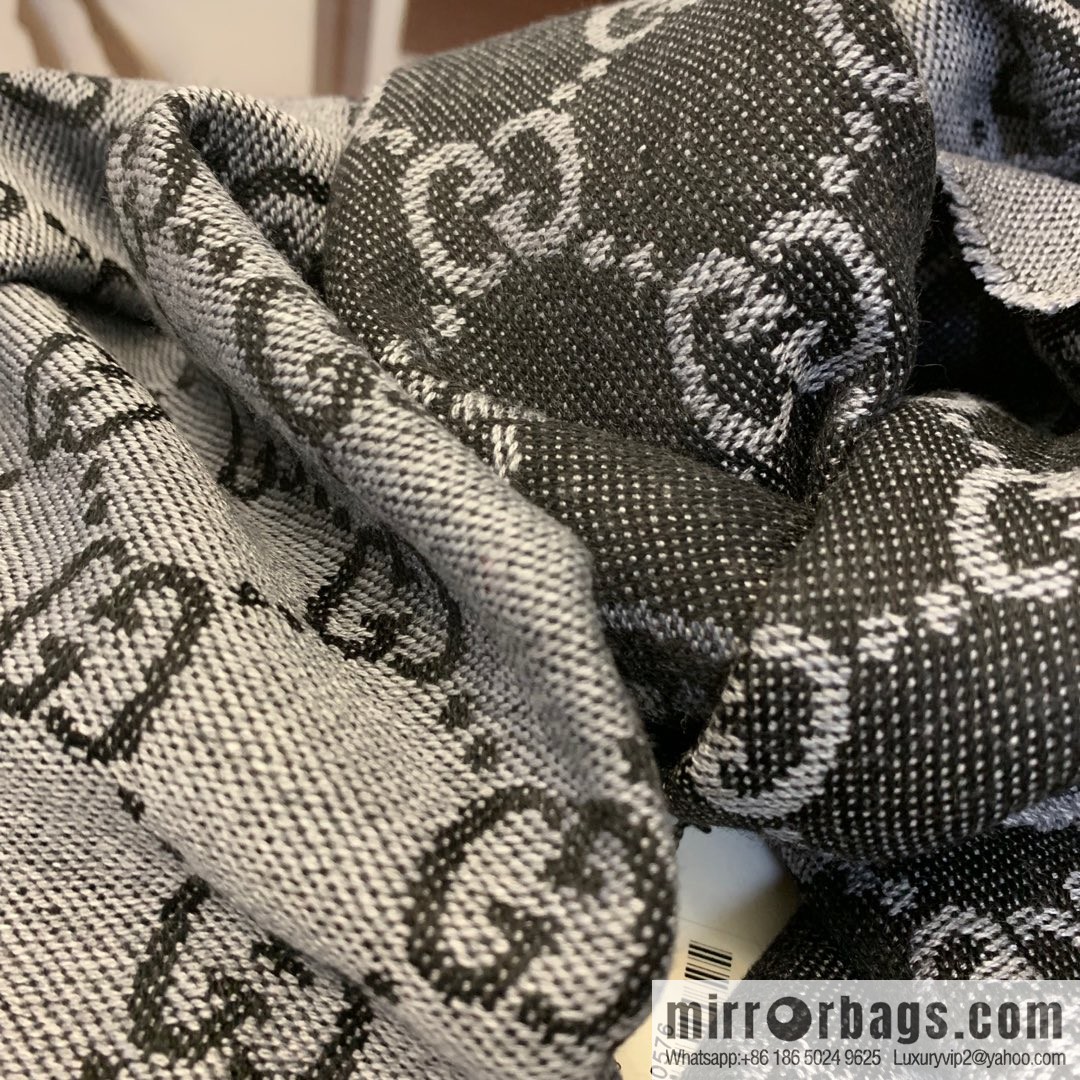 GUCCI Gucci GG jacquard fringed double-sided jacquard wool scarf